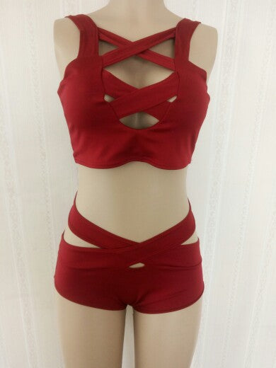 Bikini Set with Crossed Front Straps