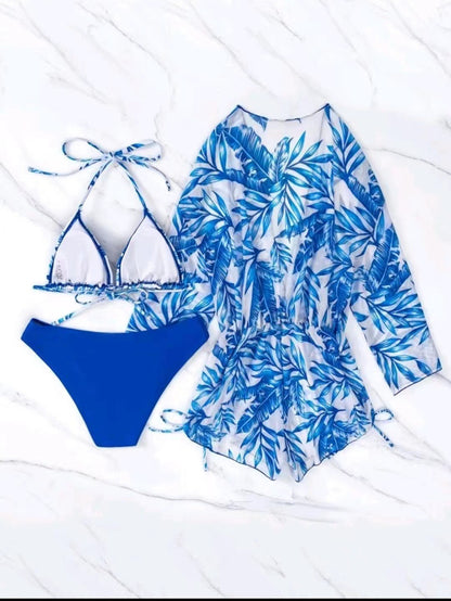 2023 Women's Sexy Three-Piece Swimwear Set with Skirt