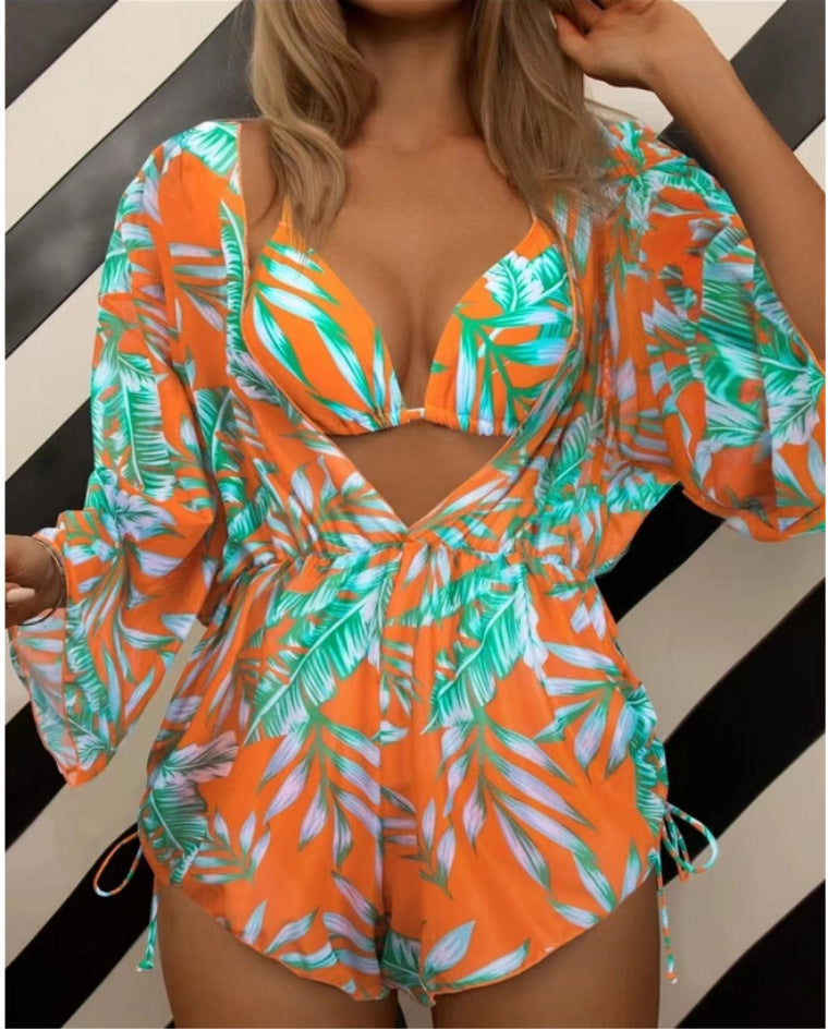 2023 Women's Sexy Three-Piece Swimwear Set with Skirt
