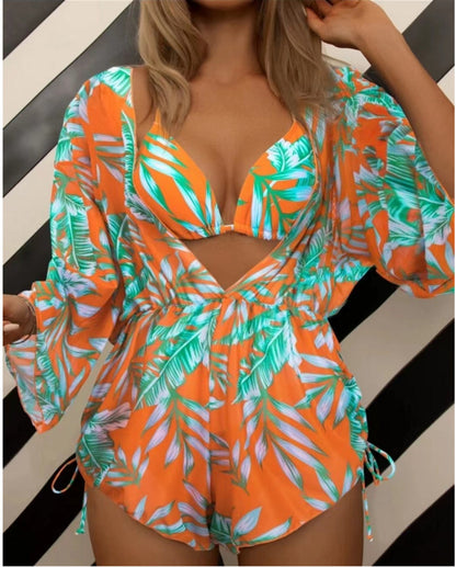 2023 Women's Sexy Three-Piece Swimwear Set with Skirt