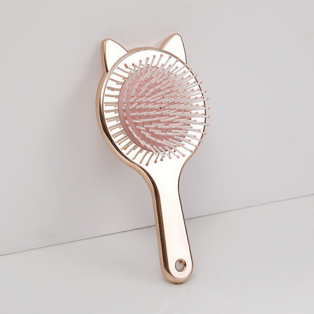 Cute Cartoon Cat Massage Hair Comb with Elastic Grip