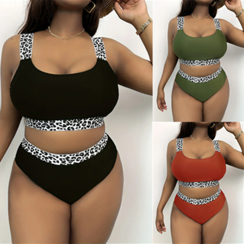 Plus Size High Waist Leopard Print Bikini DM326