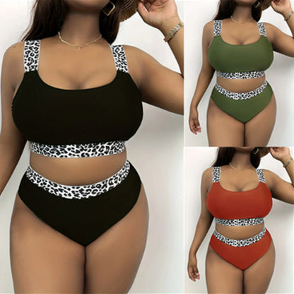Plus Size High Waist Leopard Print Bikini DM326