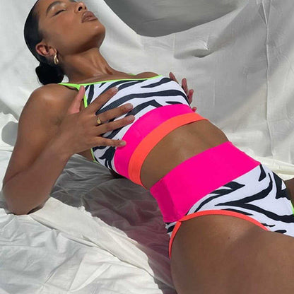 2022 Zebra Splash High-Waist Bikini Set