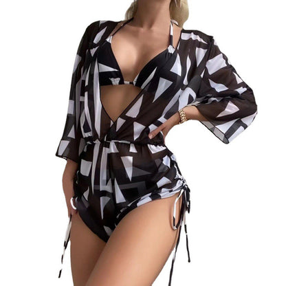 2023 Women's Sexy Three-Piece Swimwear Set with Skirt